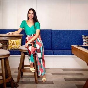 Geometric Print Wide Leg Pants